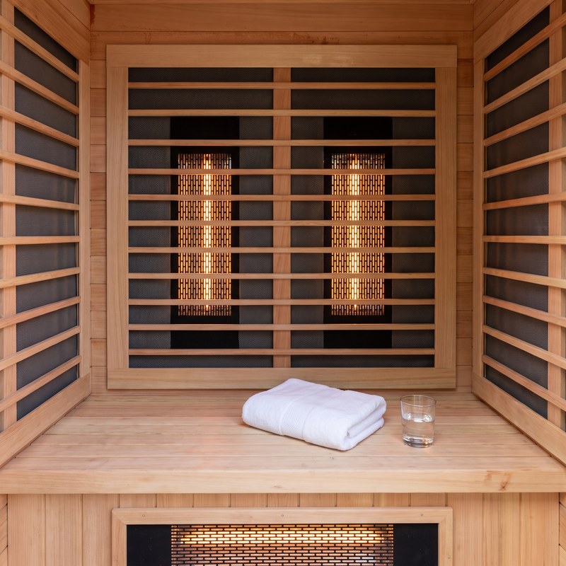 Inside the cedar infrared sauna